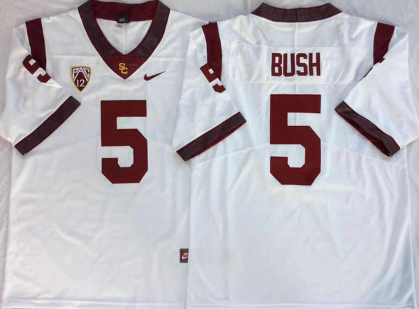 Men's USC Trojans Reggie Bush #5 White Player Game Jersey