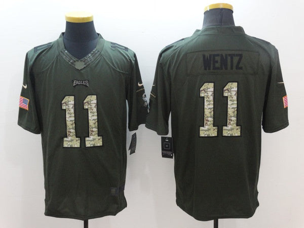 Men's Philadelphia Eagles Carson Wentz #11 Army Green Game Jersey