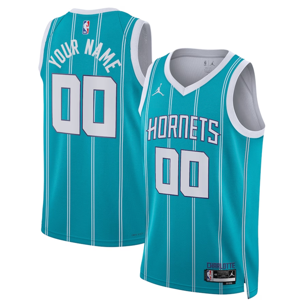 Men's Charlotte Hornets Teal Swingman Custom Jersey - Icon Edition