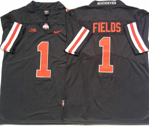 Men's Ohio State Buckeyes Justin Fields #1 Black Player Jersey