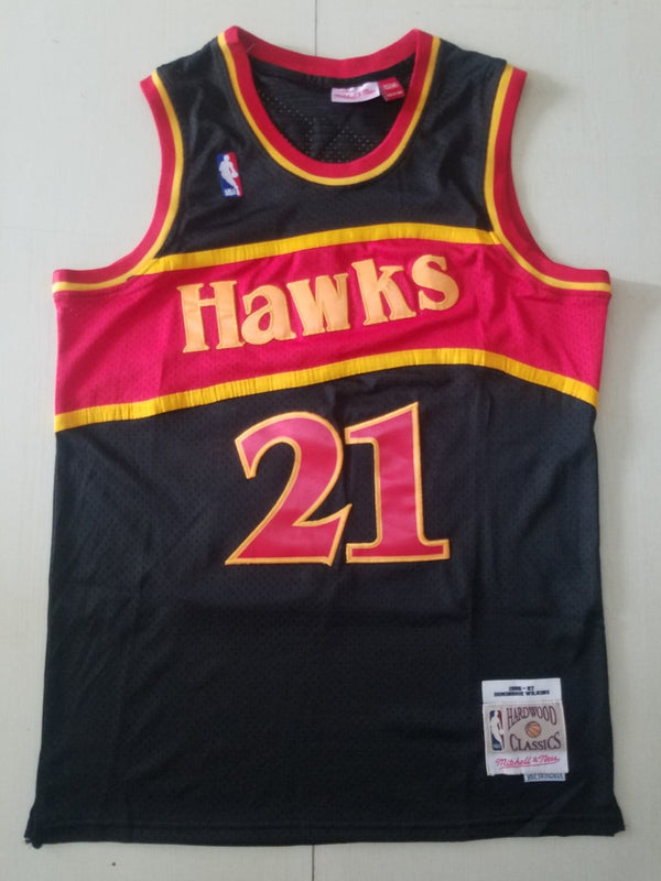 Men's Atlanta Hawks Dominique Wilkins 1986-87 Black Hardwood Classics Swingman Jersey