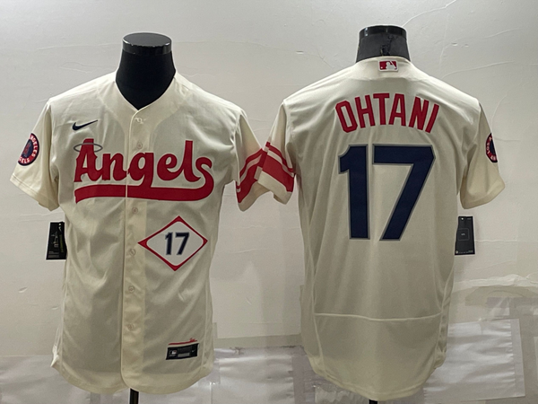 Men's Los Angeles Angels Shohei Ohtani #17 Beige Fashion Stitched Jersey