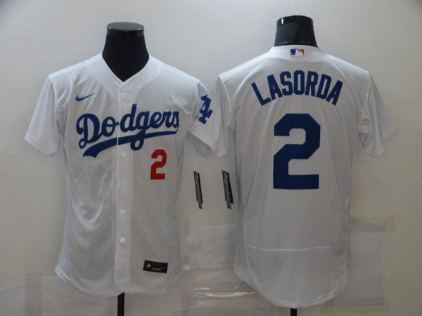 Men's Los Angeles Dodgers Tommy Lasorda #2 White Replica Baseball Jersey