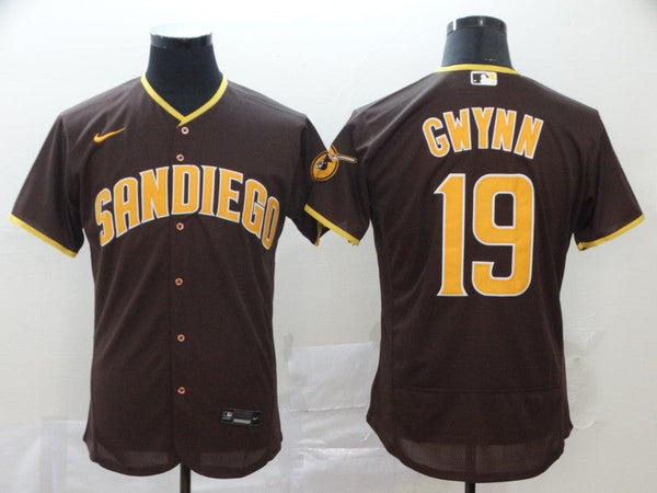 Men's San Diego Padres Tony Gwynn #19 Brown Stitched Jersey