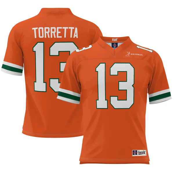 Men's Miami Hurricanes Gino Torretta #13 Orange Heisman Football Jersey