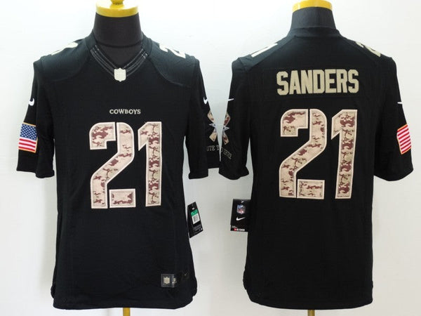 Men's Dallas Cowboys Deion Sanders #21 Black Game Player Jersey