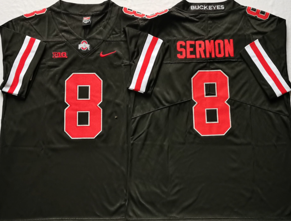 Men's Ohio State Buckeyes Trey Sermon #8 Black Player Game Jersey