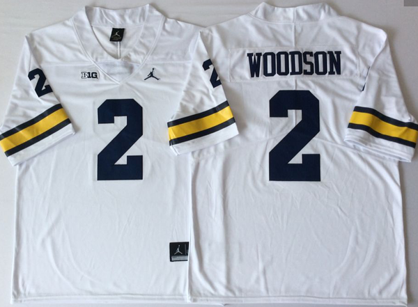 Men's Michigan Wolverines Charles Woodson #2 White Alumni Player Game Jersey