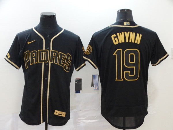 Men's San Diego Padres Tony Gwynn #19 Black Stitched Jersey