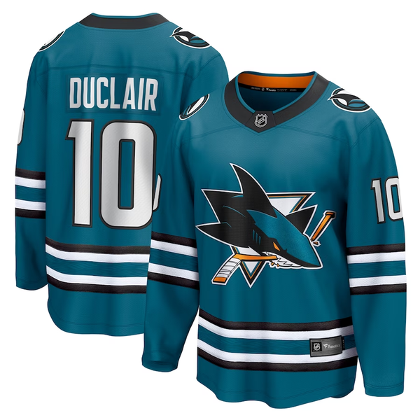 Men's San Jose Sharks Anthony Duclair #10 Teal Home Breakaway Jersey