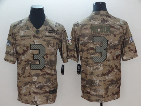 Men's Seattle Seahawks Russell Wilson #3 Camouflage Game Jersey