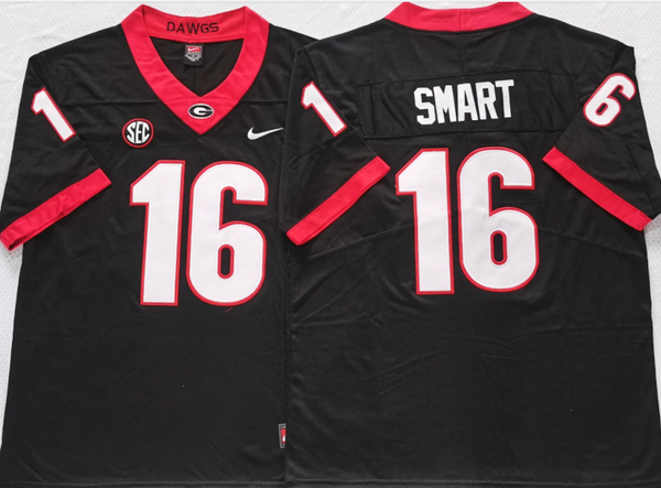 Men's Georgia Bulldogs Kirby Smart #16 Black Player Game Jersey