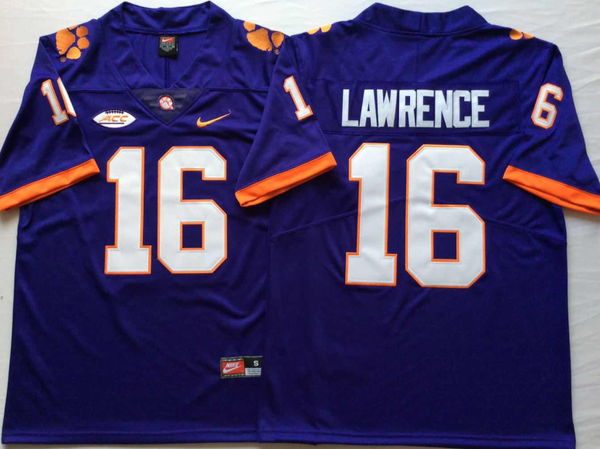 Men's Clemson Tigers Trevor Lawrence #16 Purple Game Jersey