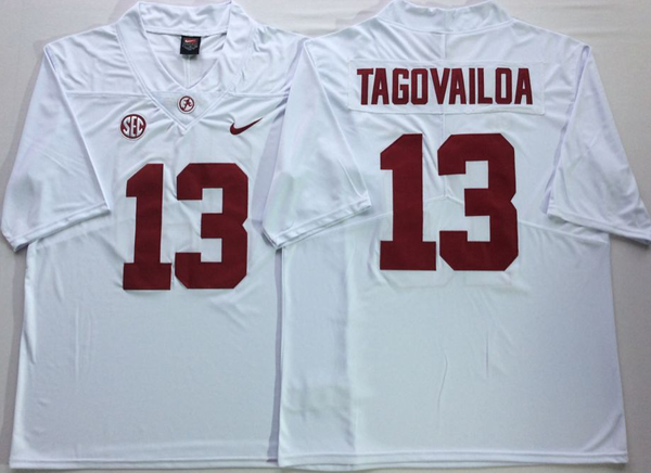 Men's Alabama Crimson Tide Tua Tagovailoa #13 White Player Game Jersey