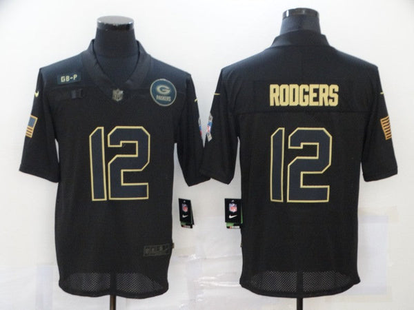 Men's Green Bay Packers Aaron Rodgers #12 Black Game Player Jersey