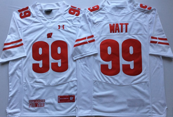 Men's Wisconsin Badgers J.J. Watt #99 White Player Jersey