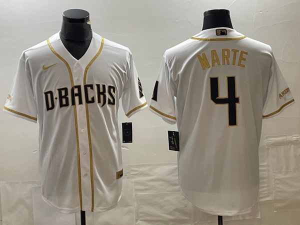 Men's Arizona Diamondbacks Ketel Marte #4 White Replica Baseball Jersey