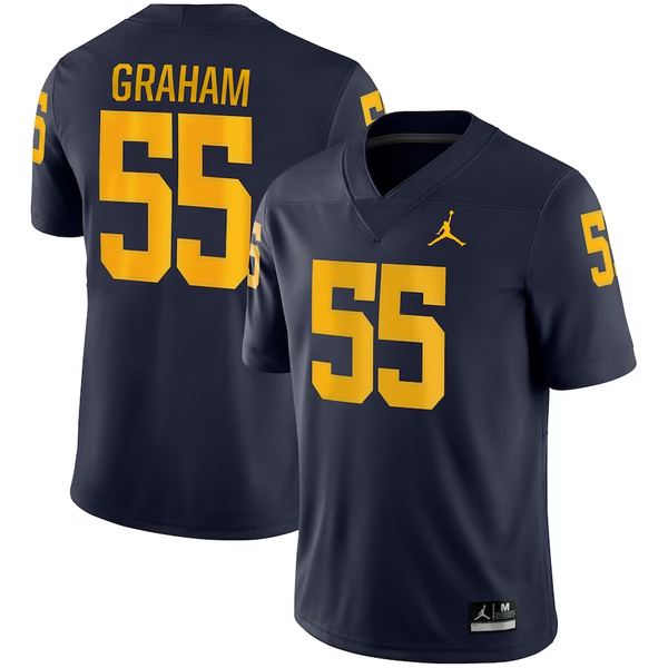 Men's Michigan Wolverines Mason Graham #55 Navy Alumni Player Game Jersey