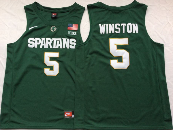 Men's Michigan State Spartans Cassius Winston #5 Green Player Game Jersey