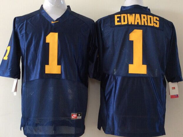 Men's Michigan Wolverines Braylon edwards #1 Navy Alumni Player Game Jersey