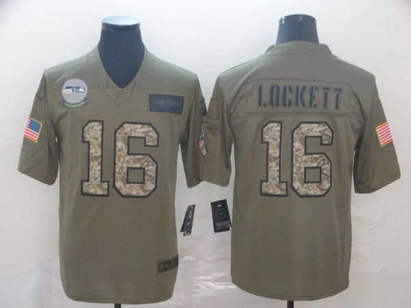 Men's Seattle Seahawks Tyler Lockett #16 Brown Game Player Jersey