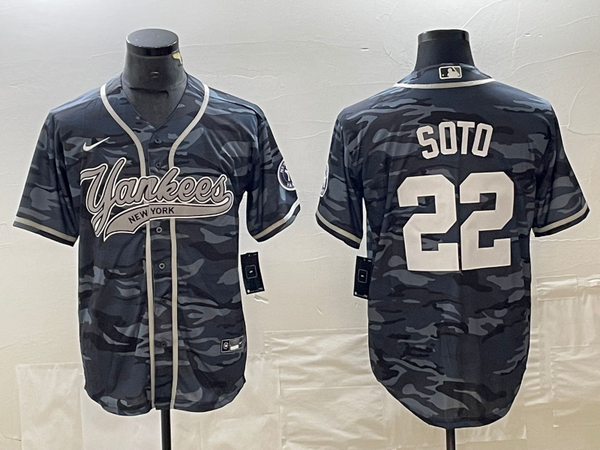 Men's New York Yankees Juan Soto #22 Grey Camouflage Player Jersey Joint Edition