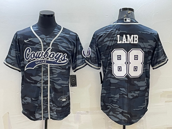 Men's Dallas Cowboys CeeDee Lamb #88 Grey Camouflage Game Jersey Joint Edition