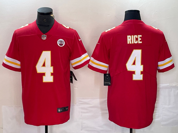 Men's Kansas City Chiefs Rashee Rice #4 Red Game Jersey