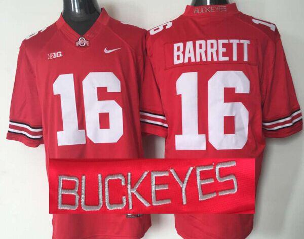 Men's Ohio State Buckeyes JT Barrett #16 Scarlet Player Game Jersey