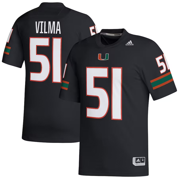 Men's Miami Hurricanes Jonathan Vilma #51 Black Retired Football Player Jersey