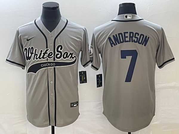 Men's Chicago White Sox Tim Anderson #7 Gray Replica Player Jersey Joint Edition