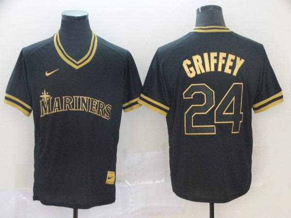 Men's Seattle Mariners Ken Griffey Jr. #24 Black Replica Player Jersey