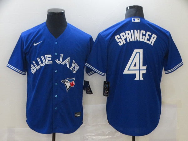 Men's Toronto Blue Jays George Springer #4 Blue Replica Baseball Jersey