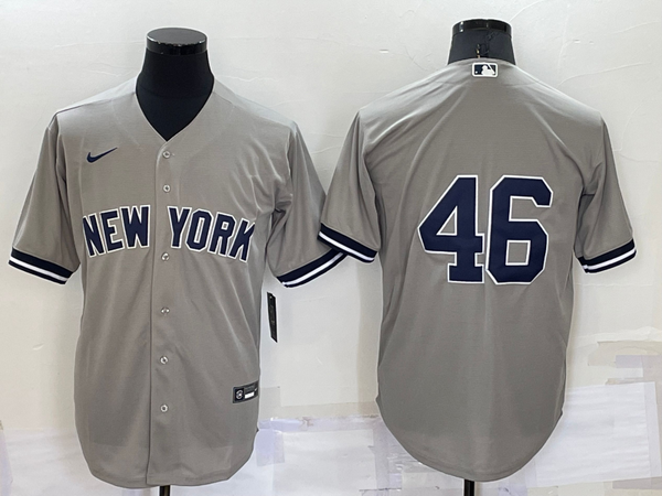 Men's New York Yankees Andy Pettitte #46 Gray Replica Player Name Jersey