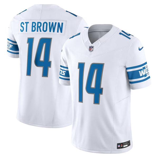 Men's Detroit Lions Amon-Ra St. Brown #14 White Game Jersey