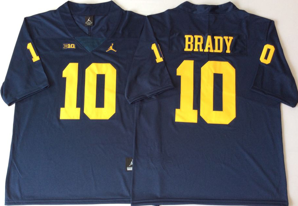 Men's Michigan Wolverines Tom Brady #10 Navy Alumni Player Game Jersey