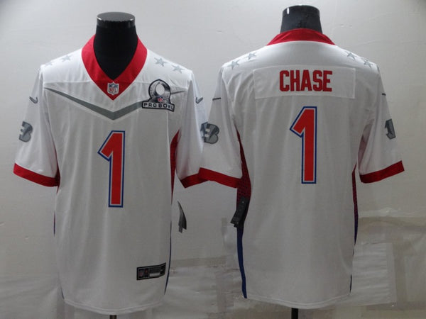 Men's Cincinnati Bengals Ja'Marr Chase #1 White ALL STAR Game Jersey