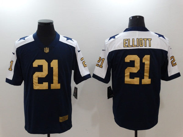 Men's Dallas Cowboys Ezekiel Elliott #21 Navy Game Jersey