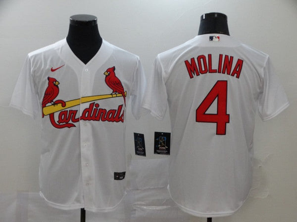 Men's St. Louis Cardinals #4 Yadier Molina Majestic Jersey White