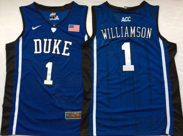 Men's Duke Blue Devils Zion Williamson #1 Blue Player Jersey