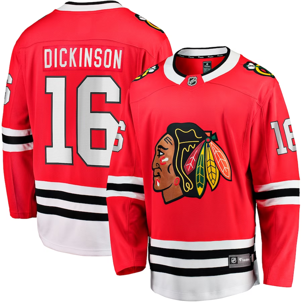 Men's Chicago Blackhawks Jason Dickinson #16 Red Home Breakaway Jersey