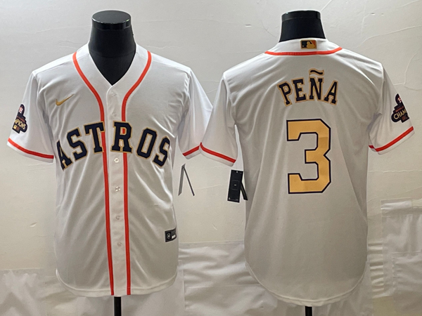 Men's Houston Astros Jeremy Pena Nike White/Gold 2023 Gold Collection Replica Player Jersey