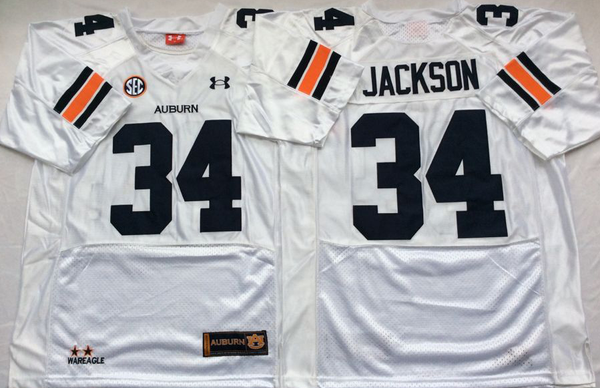 Men's Auburn Tigers Bo Jackson #34 White Player Game Jersey