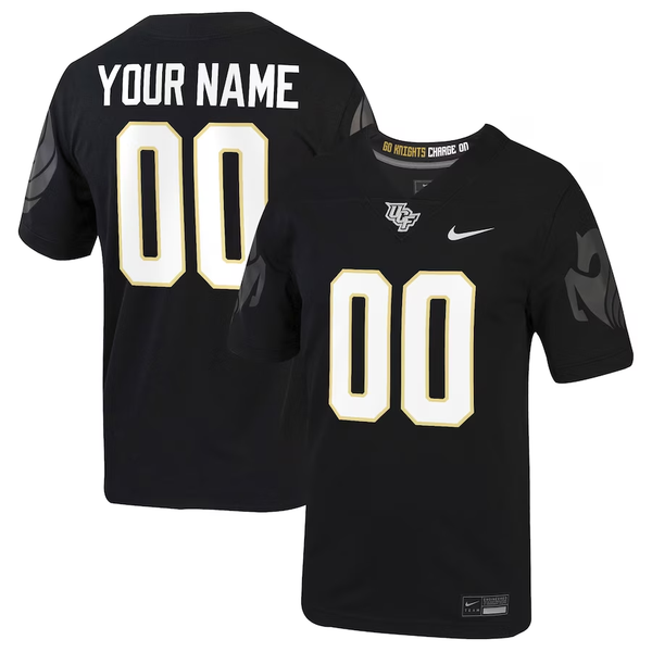 Men's UCF Knights #00 Black  Football Custom Game Jersey