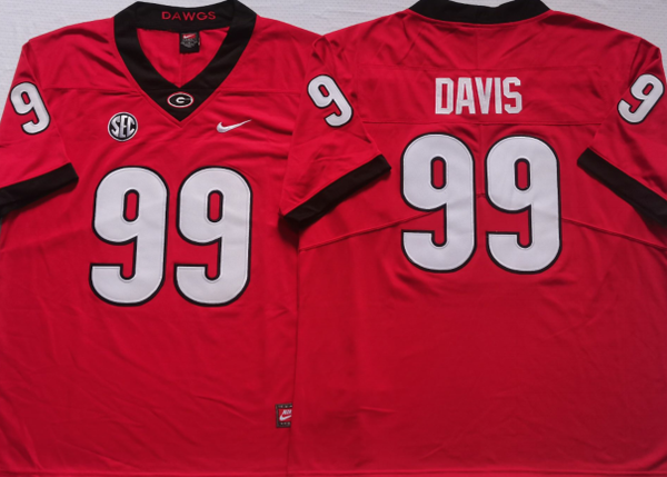 Men's Georgia Bulldogs Jordan Davis #99 Red Player Game Jersey