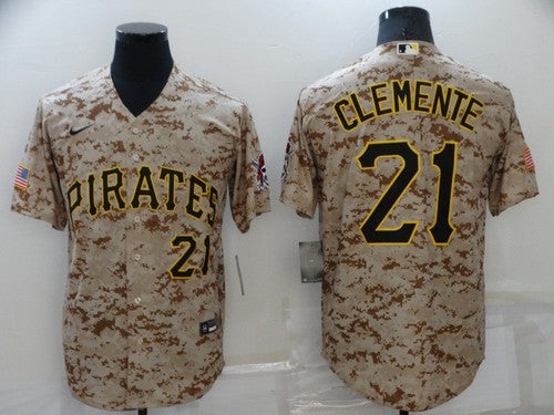 Men's Pittsburgh Pirates Roberto Clemente #21 Camouflage Game Jersey