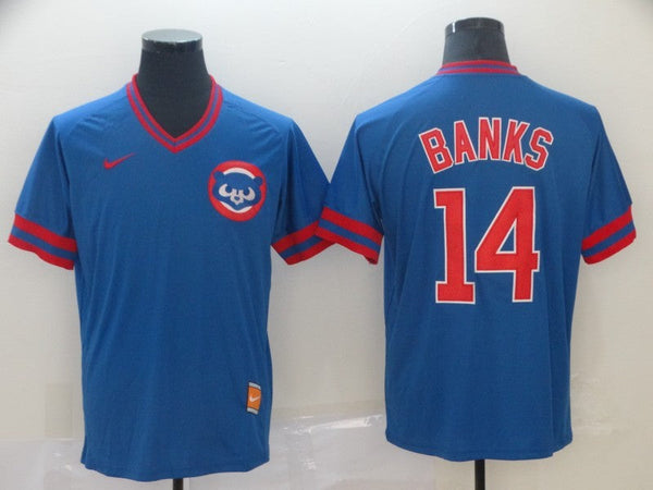 Men's Chicago Cubs Ernie Banks #14 Blue Replica Player Jersey