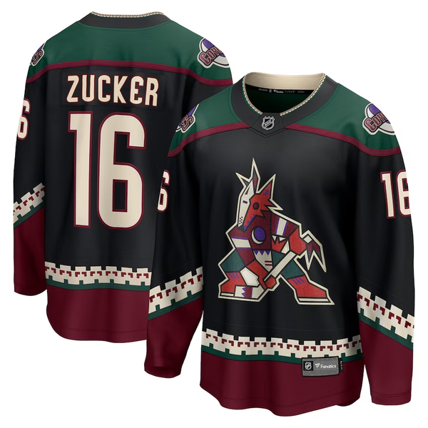 Men's Arizona Coyotes Jason Zucker #16 Black Home Breakaway Jersey