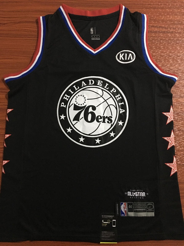 Men's Philadelphia 76ers Joel Embiid #21 NBA Black Replica Jersey