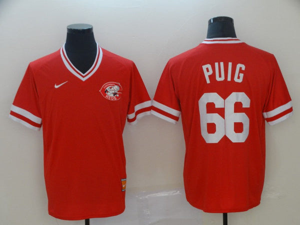 Men's Cincinnati Reds Yasiel Puig #66 Red Stitched Jersey